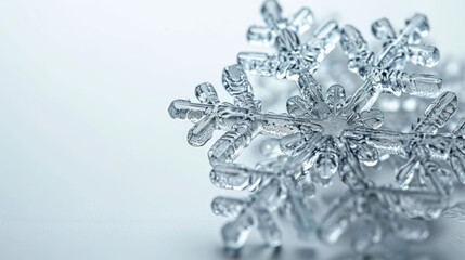 Beautiful snowflake, glass volumetric 3d render, futuristic style on white background