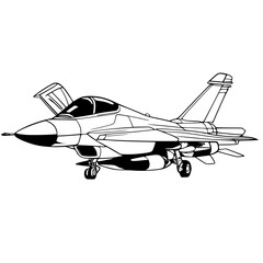 Fighter Jet SVG Black and White Illustration Art Generative AI.