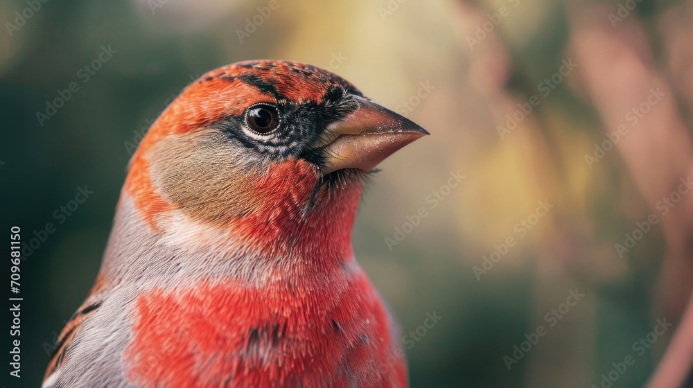 Poster A close-up view of a bird with a blurry background. This image can be used to add a natural touch to any project