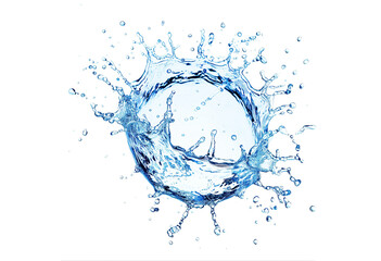 Transperent blue water splash isolated on white background. PNG
