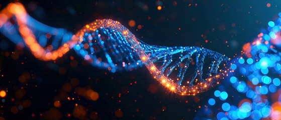 Human cell biology DNA strands molecular structure illustration	 - obrazy, fototapety, plakaty