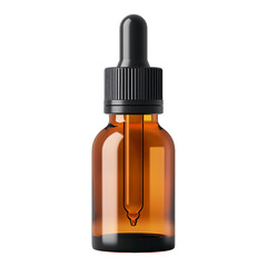 Fototapeta premium amber dropper bottle isolated on a transparent background mockup, 1oz amber glass serum bottle PNG for cosmetics, natural essential oil presentation