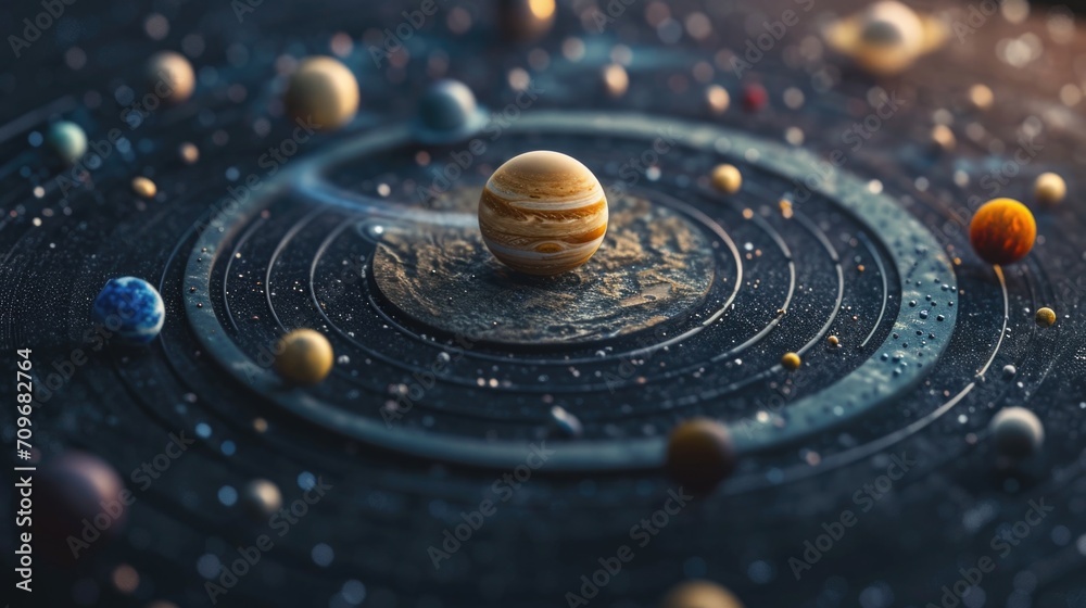 Poster A visually stunning image of a solar system featuring multiple planets. Perfect for educational materials or science-related projects