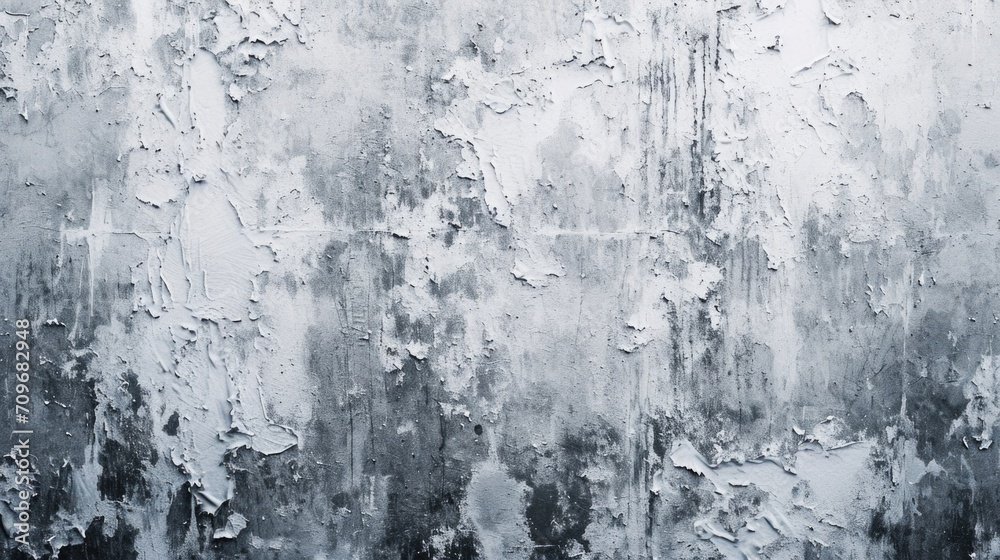 Poster A black and white photo of a wall with peeling paint. Suitable for adding a vintage or distressed effect to design projects