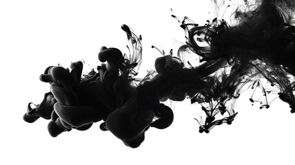 Black ink explosion on a transparent background. Cut-out png