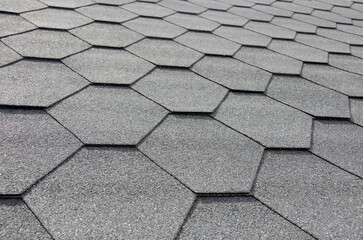 Asphalt hexagonal gray shingle roof tile