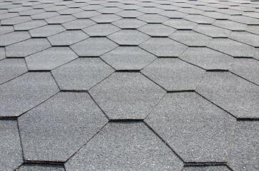 Asphalt hexagonal gray shingle roof tile