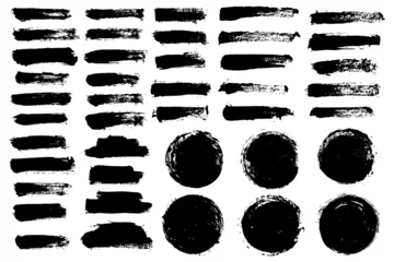Fotobehang Vector brush strock, grunge black paint stripe Text boxes for banner. © Mooam