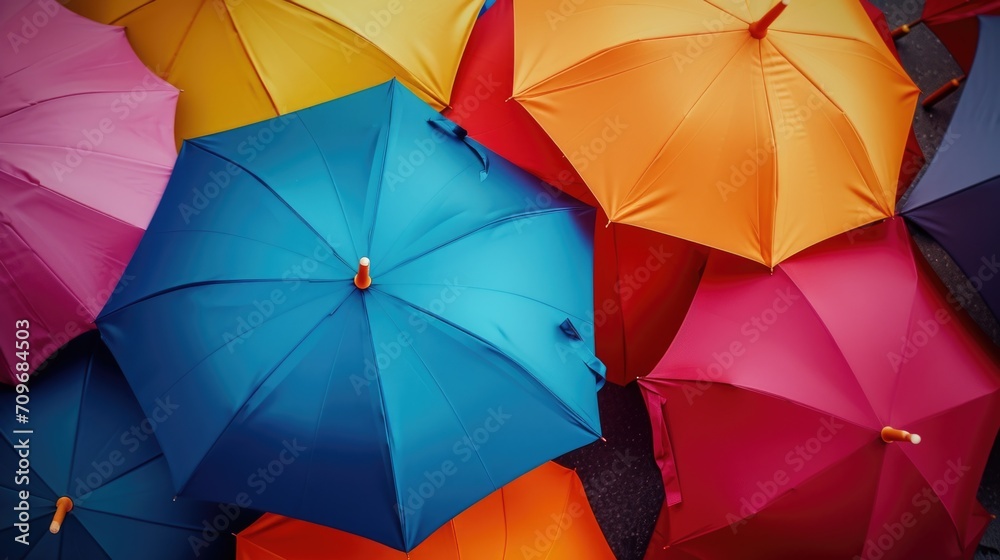 Aufkleber A collection of vibrant umbrellas arranged side by side. Perfect for adding a pop of color to any design or project