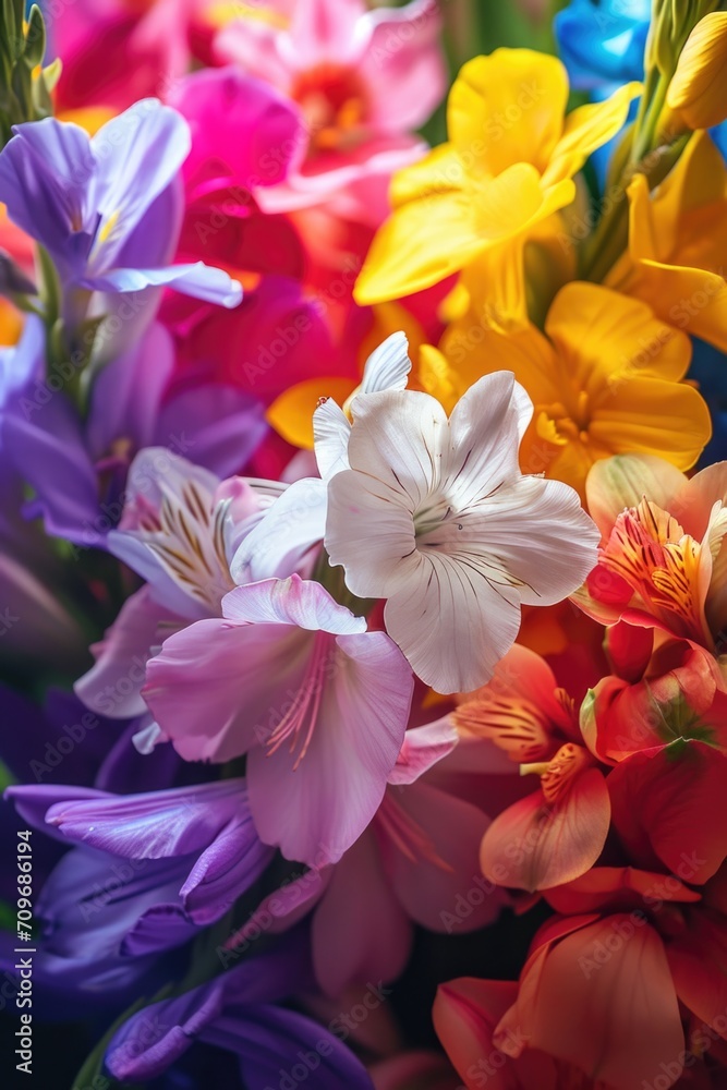 Poster A close-up view of a bunch of flowers. Perfect for adding a touch of beauty to any project