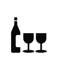 wine bottle with glass icon, vector best flat icon.