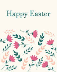 Easter card with flowers and leaves