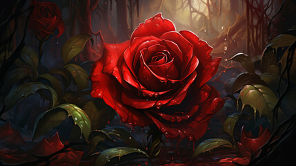 Explore the delicate charm of a stunning red rose