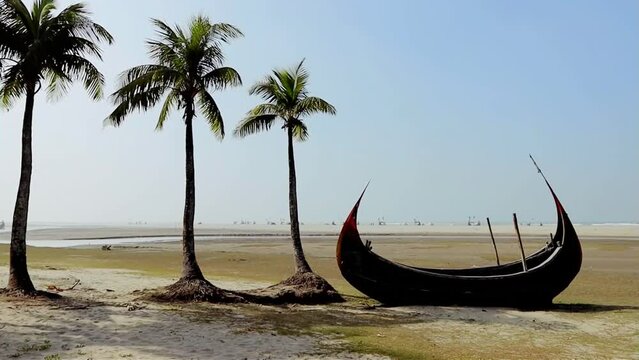 Traditional Bangladeshi moon boats Inani Cox's Bazar Bangladesh
