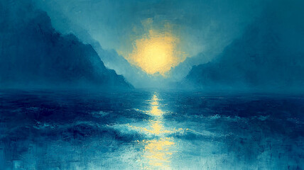 Beautiful morning landscape with a forest and a river