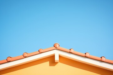 terracotta roof ridge detail against a clear sky - obrazy, fototapety, plakaty