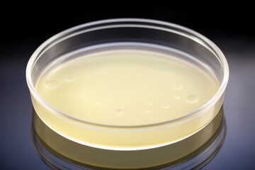 crystal clear petri dish showcasing thin bacterial film