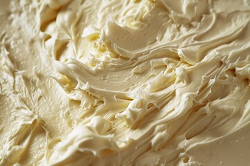 A detailed shot of a cake with smooth white frosting. Perfect for bakery or dessert-themed projects