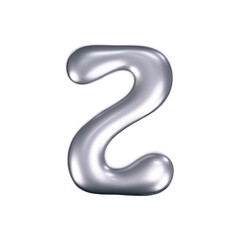 Naklejka premium 3d chrome liquid letter Z in y2k style isolated. Render of 3d metal inflated bubble alphabet with glossy silver effect. 3d vector y2k typography letter