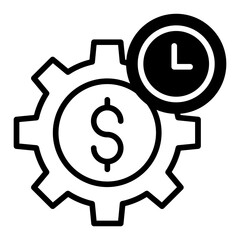 Dollar clock cogwheel solid glyph icon