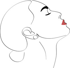 Continuous line drawing of Portrait of a Beautiful Woman's set faces. The Concept of Skin Beauty Care for young female models. Fashion beauty model with a white background.