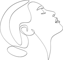 Continuous line drawing of Portrait of a Beautiful Woman's set faces. The Concept of Skin Beauty Care for young female models. Fashion beauty model with a white background.