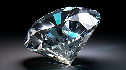 Large Diamond on Black Surface, Sparkling Gemstone Displayed on Dark Background