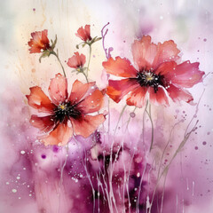 A Painting of Red Flowers in a Vase