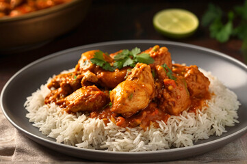 Rice with chicken masala.