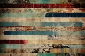 Vintage-style collage with distressed fabric texture and horizontal stripes. Generative AI