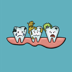 dirty gums dental infection oral hygiene, vector