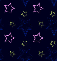Obraz premium seamless pattern with stars on navy blue blackground.