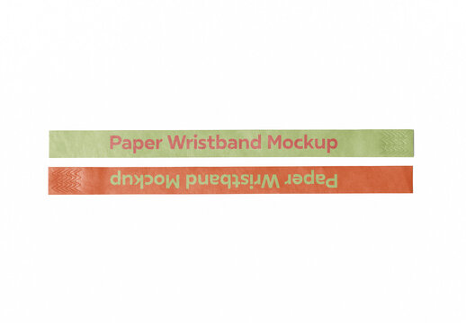 Mockup of two customizable paper wristbands