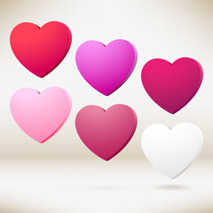 3D - hearts. Vector illustration