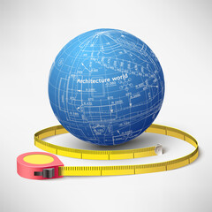 Architectural sphere with a measuring tape