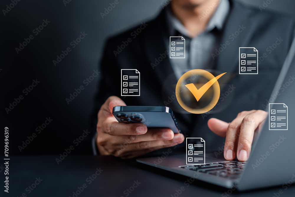 Poster Quality Certificate and Checklist document analyst target marketing planning assignment with quality management. Standardization, certification. Compliance to regulations service and standards.