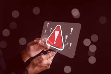 Maintenance Fixing System warning on internet or caution sign symbol. Notification error. cyber...
