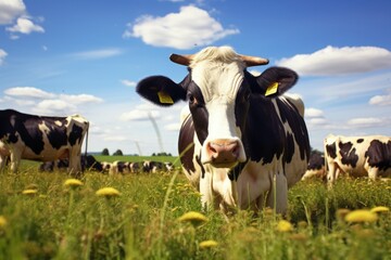 Caring for Cows in Organic Dairy Farming - obrazy, fototapety, plakaty