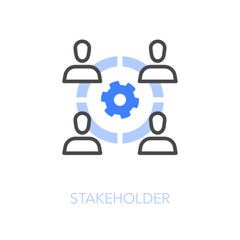 Simple visualised stakeholder icon symbol with persons with a stake in a organization or a project.