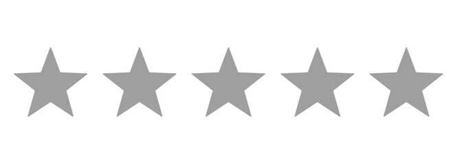 Five gray stars for rating and ranking reviews – Flat five star templates