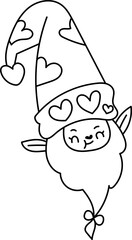 Valentine's Gnomes Cute hand drawn cartoon. cute leaves flowers