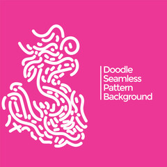Vector hand drawn doodle white and pink elements pattern abstract seamless background