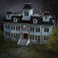 Old haunted mansion at night 3d illustration