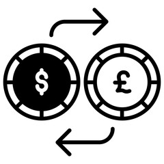 Dollar and Pound exchange solid glyph icon