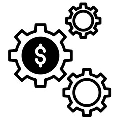 Dollar Cog solid glyph icon