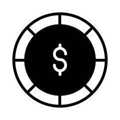 Dollar coin solid glyph icon