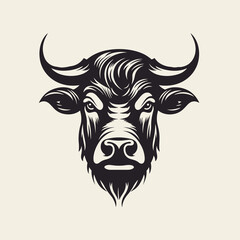 Bull head mascot. Buffalo logo template vector illustration