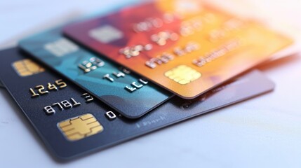 Credit or debit Cards on white background. Money Concept.