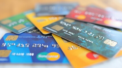 Credit or debit Cards on white background. Money Concept.
