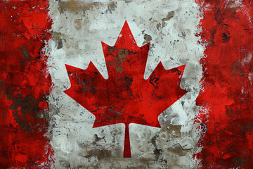 Grunge Canadian flag on a concrete background
